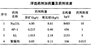浮選藥劑加藥量及藥劑濃度