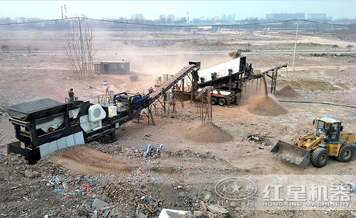 輪胎式建筑垃圾移動破碎現場，可隨時轉場